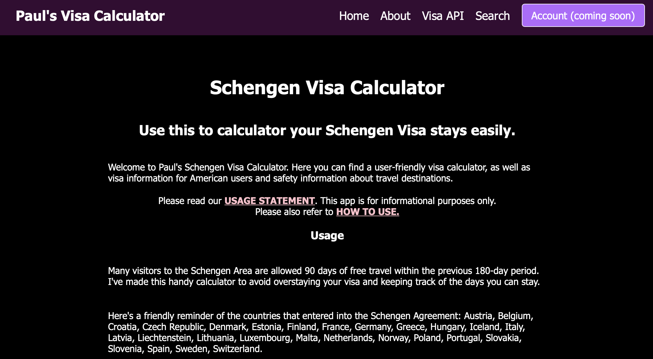 Schengen Visa Calculator screenshot